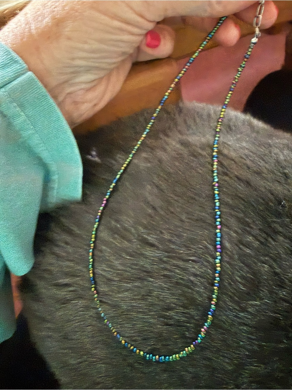 New Iridescent Multicolor Seed Bead Necklace - Women Jewelry